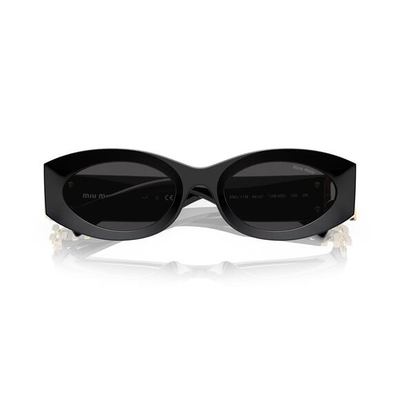 Miu Miu Sunglasses MU 11WS 1AB5S0 Black Gold Dark Grey Lens Women Authentic main image 7